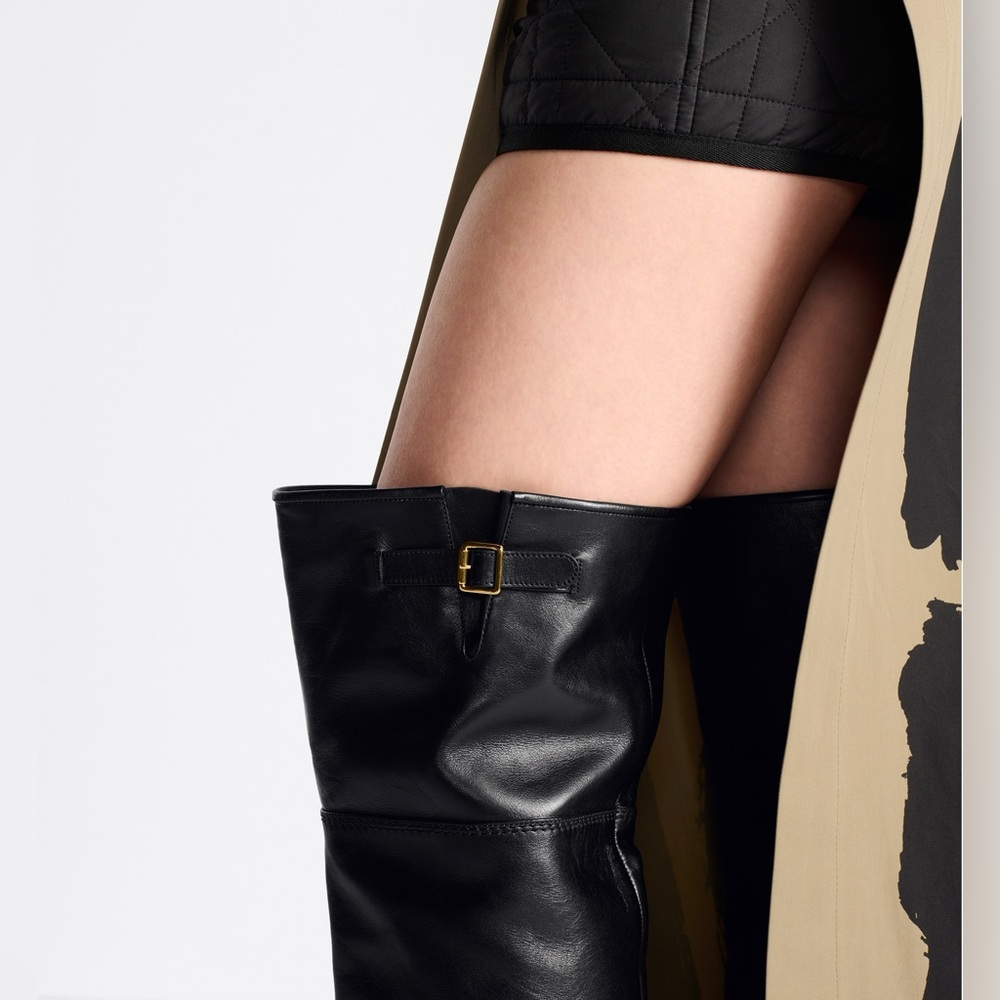 NWT Christian Dior D-Quest Thigh Black Leather Boots, size 37 (US 6-6.5) - Picture 9 of 17